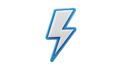 3D Lightning Bolt Icon on transparent background
