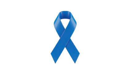 Blue ribbon awareness symbol isolated on white on transparent background