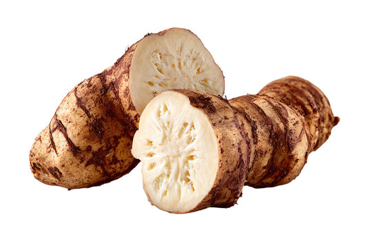 Fresh Yuca Root on White Background