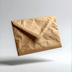 Crinkled brown envelope, isolated