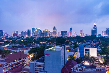 Central Jakarta cityscape at an afternoon, close to sunset.