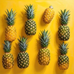 Yellow background with pineapples
