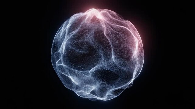 A 3D visualization of a glowing spherical shape made of luminous particles.