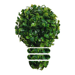 Innovative green light bulb made of leaves for eco friendly ideas