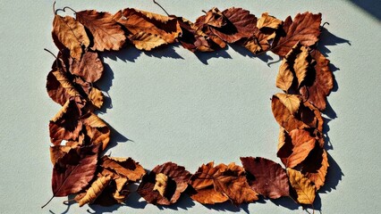 Elegant Autumn Leaves Frame on Neutral Grey Background for Sophisticated Fall Stationery
