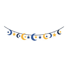 Decorative Celestial Moon and Star Garland