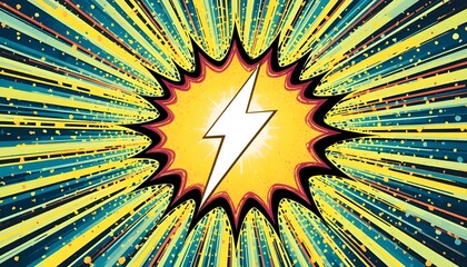 Dynamic Comic Pop Art Background with Lightning Blast Halftone Dots for Bold Creative Designs