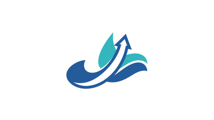 Fototapeta premium Abstract logo design featuring an upward arrow and water elements, representing growth and progress.