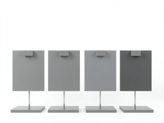 Series of gray monoliths on stands