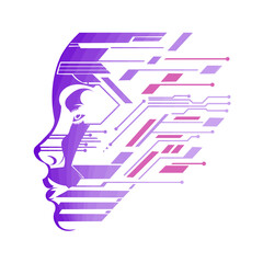 Vibrant purple circuit board face with pink accents on black