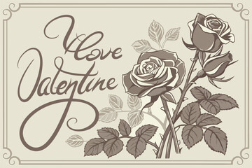 vintage style valentine s card with a sepia toned