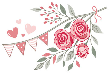 watercolor valentine s day banner with hand painted