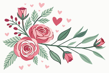 watercolor valentine s day banner with hand painted