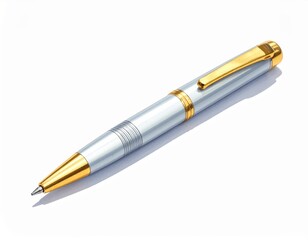 Naklejka premium Metal Pen With Gold Accents on a Plain Background for Writing and Drawing Tasks