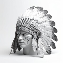 Headpiece, Native American style, grayscale
