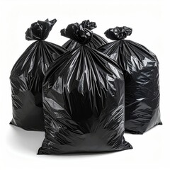 Three black plastic garbage bags