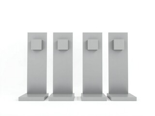 Four identical display stands