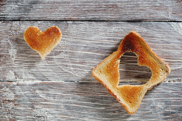 Toast with a heart-shaped cutout