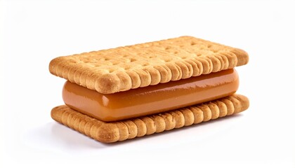 Square vanilla sandwich cookies with caramel or cream filling