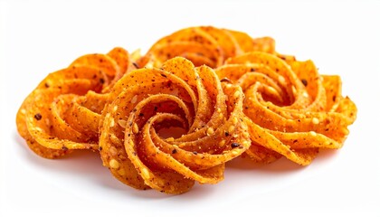 Traditional asian fried flower shaped savory snacks isolated on white