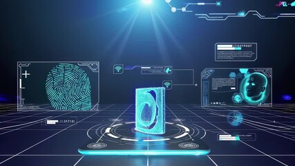 This captivating video showcases a futuristic digital interface with glowing holographic displays. Various data visualizations float in a high-tech environment, emphasizing innovation and advanced tec - Powered by Adobe