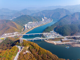 충북 단양군 만천하스카이워크의 가을 풍경