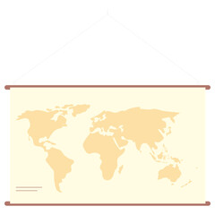 Vintage Hanging World Map Illustration