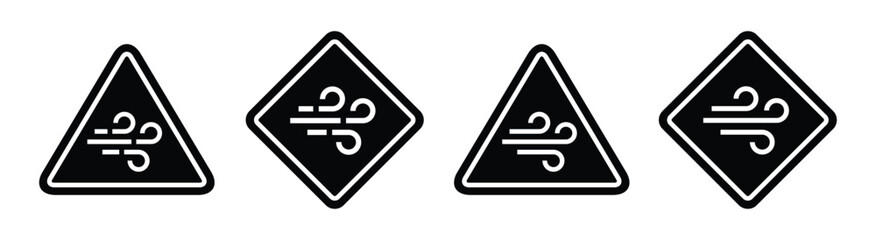 Wind warning alert icon, vector illustration