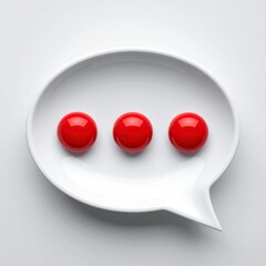 White speech bubble, three red circles