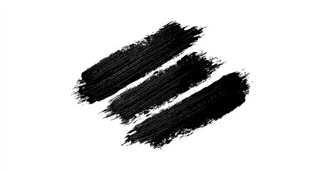 Black brushstroke streaks on white. Textured art, abstract design. Diagonal lines