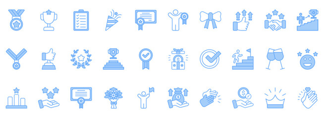 Obraz premium Reward Icon Set. Contains Icons That Are Relevant For Business. Designed In Vector Lineal Blue Style