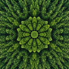 Floral forest mandala, vibrant green