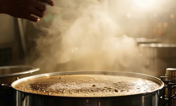 This captivating video focuses on a steaming pot in a bustling kitchen, revealing the art of cooking. As flavors meld and aromas fill the air, viewers are drawn into the culinary experience of prepari