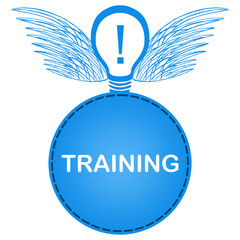 Training Bulb Wings Blue Circle Text