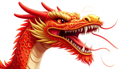 Vibrant Mythical Red Dragon Head Closeup, Roaring Fiercely in Fantasy Art Style