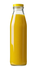 orange juice bottle, isolated on white background.