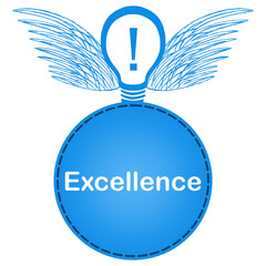 Excellence Bulb Wings Blue Circle Text