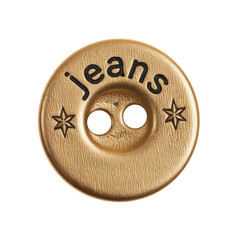 Golden Jeans Button with Stars Isolated on Background