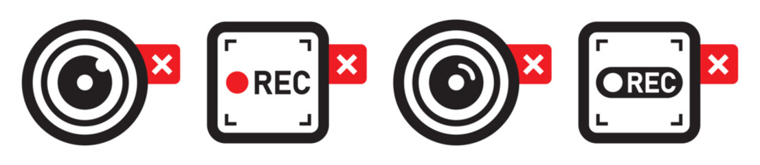 No rec camera icon, vector illustration