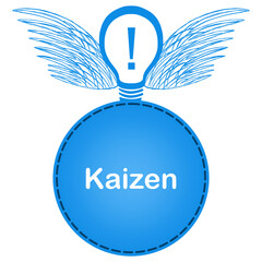 Kaizen Bulb Wings Blue Circle Text