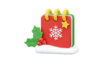 Christmas Calendar with Snowflake and Holly Icon