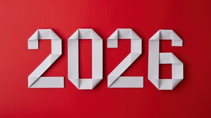 Minimalist 2026 New Year Countdown Design Bold Red and White 3D Typography for Marketing and Celebrations