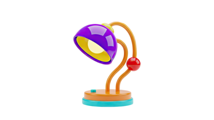 Colorful Desk Lamp with Purple Shade and Orange Arm