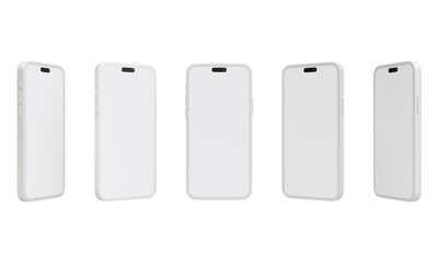 Modern White Smartphone Mockup 3D Illustration Isolated