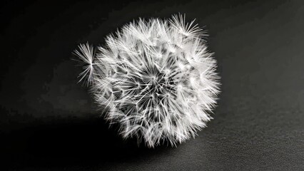 Ethereal Dandelion Seeds Flying in Motion Macro Photography on Dark Moody Background