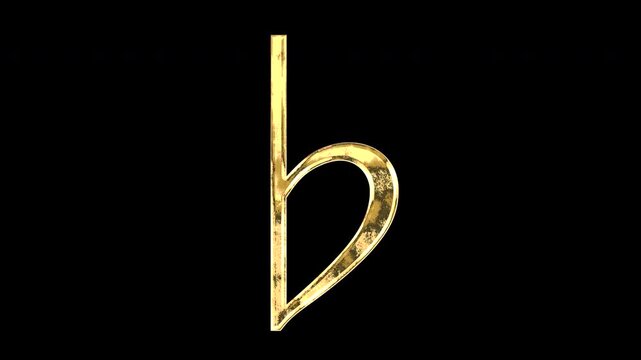 Gold flat symbol, light reflecting and patterns shifting, alpha channel
