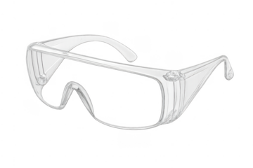 Clear plastic safety glasses providing eye protection