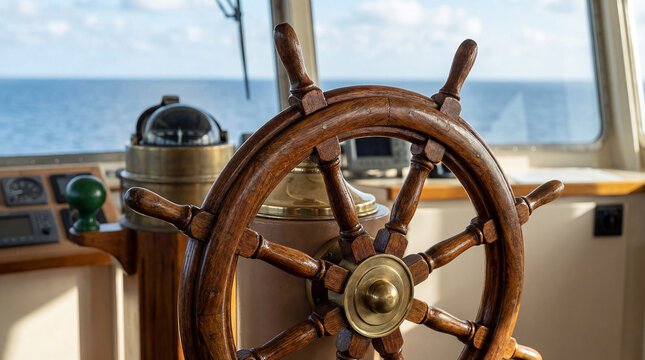 Ship Wheel Nautical Navigation and Maritime Concept