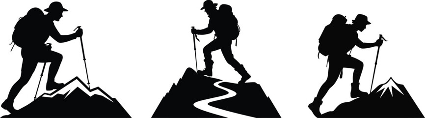 Fototapeta premium Mountain Climber Adventure Silhouette Illustration