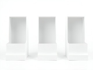 Three minimalist white chairs